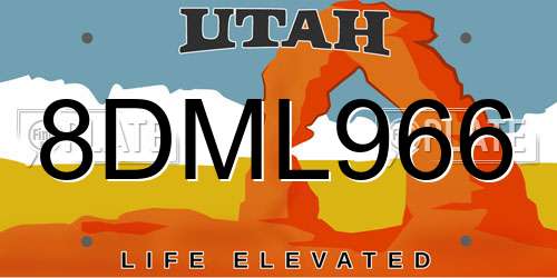 8DML966 Utah License Plate