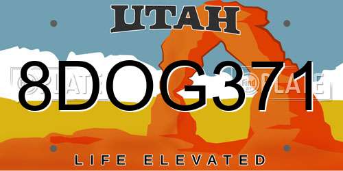 8DOG371 Utah License Plate