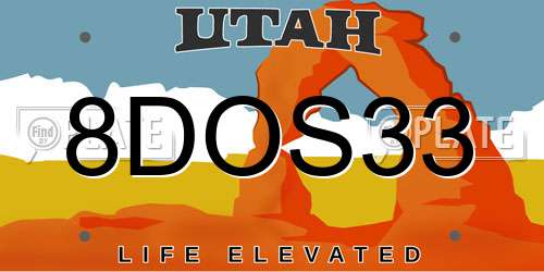 8DOS33 Utah License Plate