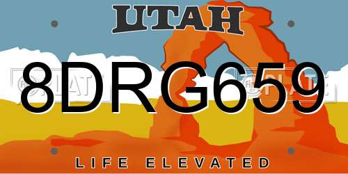 8DRG659 Utah License Plate