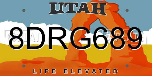 8DRG689 Utah License Plate