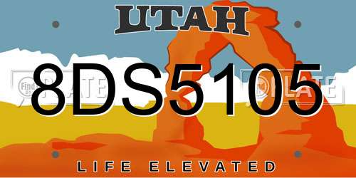 8DS5105 Utah License Plate