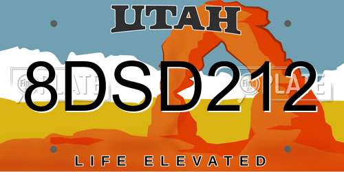 8DSD212 Utah License Plate