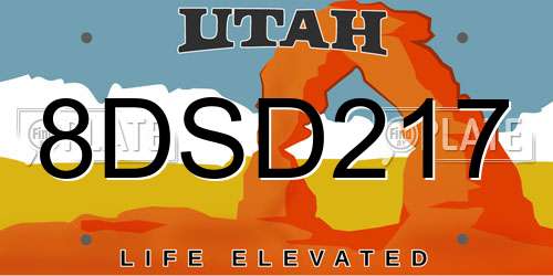 8DSD217 Utah License Plate