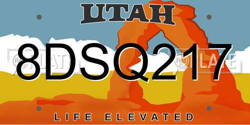 8DSQ217 Utah License Plate