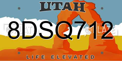 8DSQ712 Utah License Plate