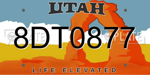 8DT0877 Utah License Plate