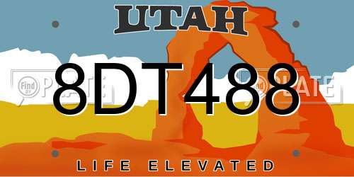 8DT488 Utah License Plate