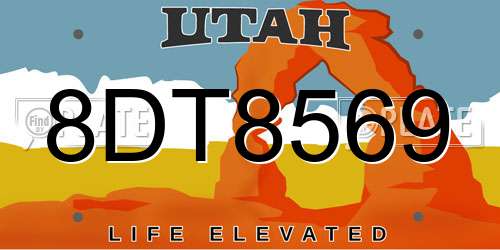 8DT8569 Utah License Plate