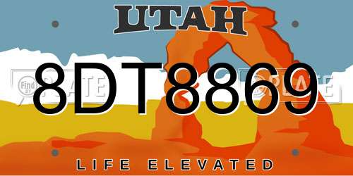 8DT8869 Utah License Plate