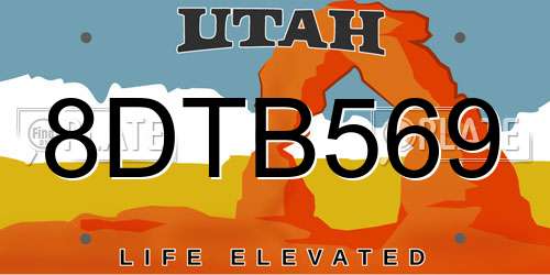 8DTB569 Utah License Plate