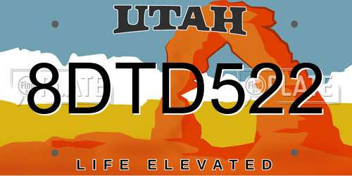 8DTD522 Utah License Plate