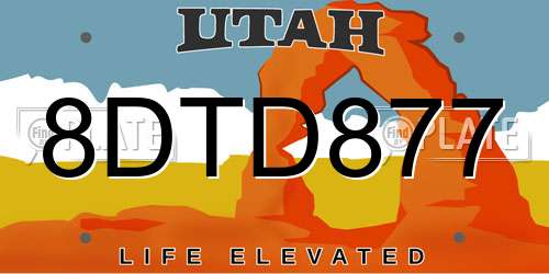 8DTD877 Utah License Plate
