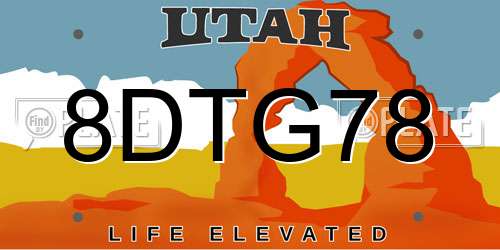 8DTG78 Utah License Plate