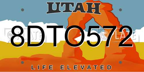8DTO572 Utah License Plate