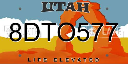 8DTO577 Utah License Plate
