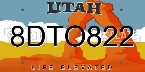 8DTO822 Utah License Plate