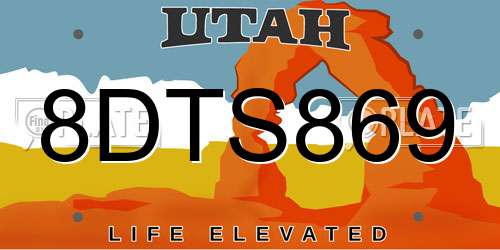 8DTS869 Utah License Plate