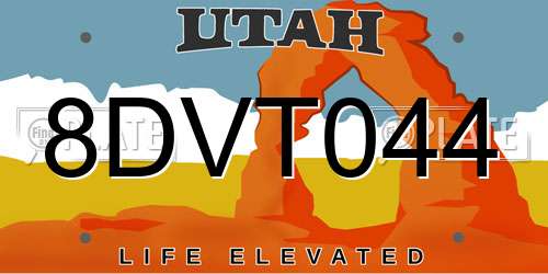 8DVT044 Utah License Plate