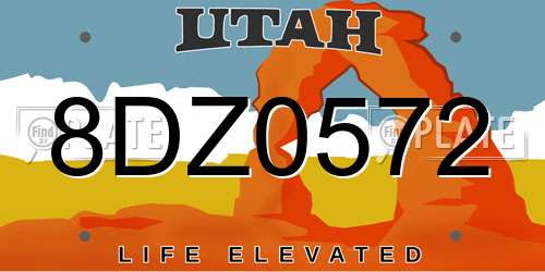 8DZ0572 Utah License Plate