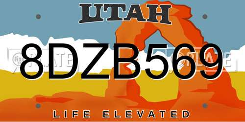 8DZB569 Utah License Plate