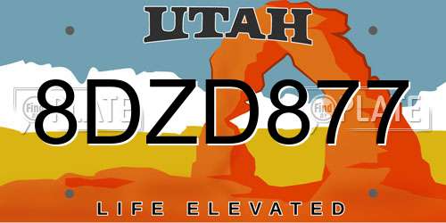 8DZD877 Utah License Plate