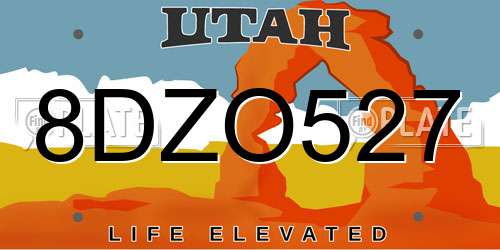 8DZO527 Utah License Plate
