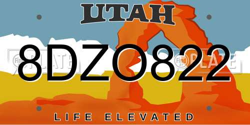 8DZO822 Utah License Plate