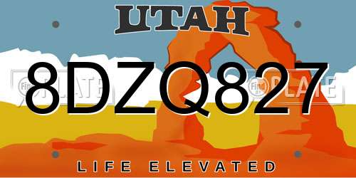 8DZQ827 Utah License Plate