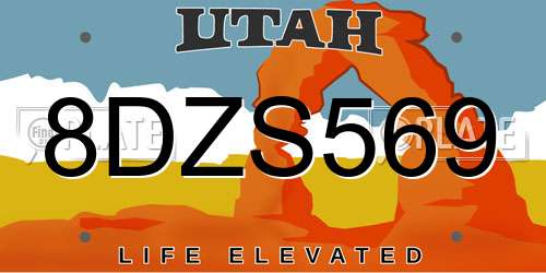 8DZS569 Utah License Plate