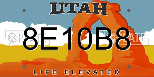8E10B8 Utah License Plate