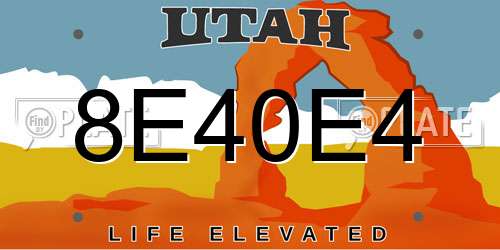 8E40E4 Utah License Plate