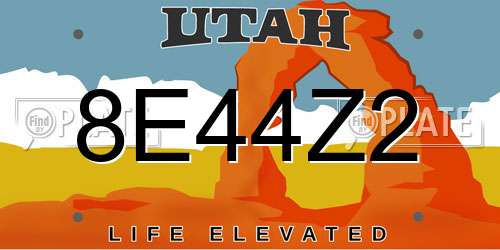 8E44Z2 Utah License Plate