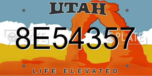 8E54357 Utah License Plate
