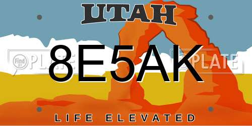 8E5AK Utah License Plate