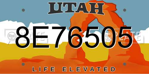 8E76505 Utah License Plate
