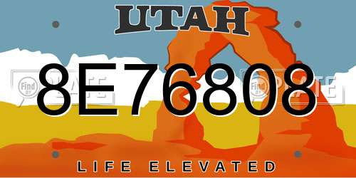 8E76808 Utah License Plate