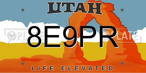 8E9PR Utah License Plate