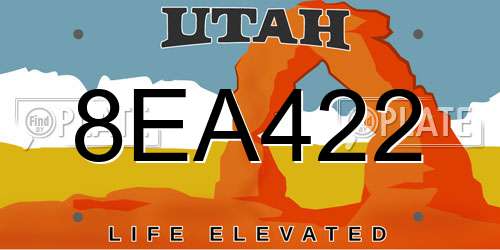 8EA422 Utah License Plate