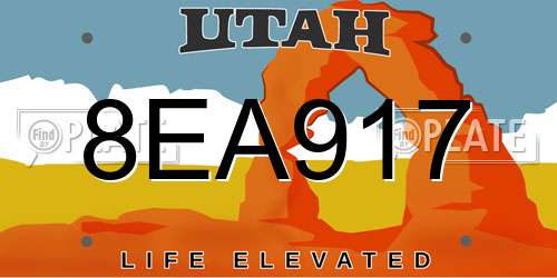 8EA917 Utah License Plate