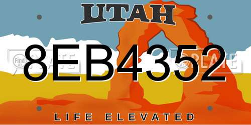 8EB4352 Utah License Plate