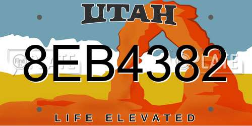 8EB4382 Utah License Plate