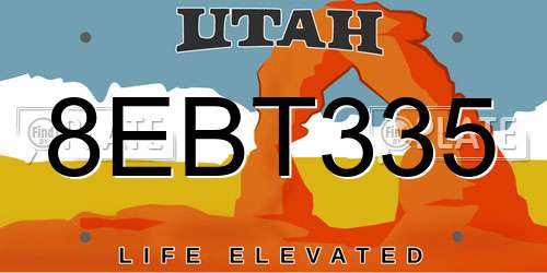 8EBT335 Utah License Plate