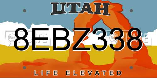 8EBZ338 Utah License Plate