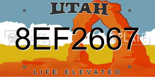 8EF2667 Utah License Plate