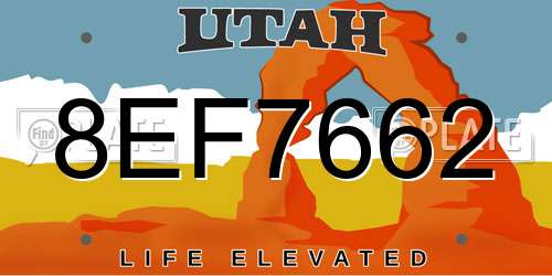 8EF7662 Utah License Plate