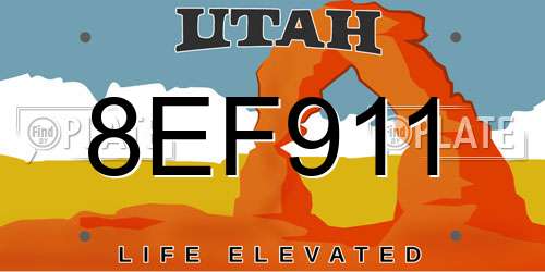 8EF911 Utah License Plate