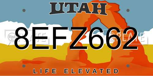 8EFZ662 Utah License Plate