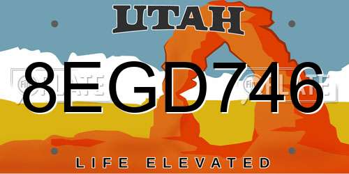 8EGD746 Utah License Plate