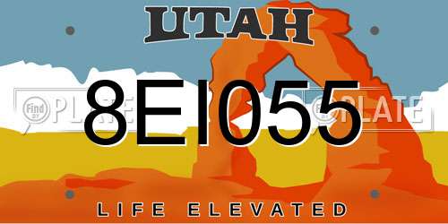 8EI055 Utah License Plate